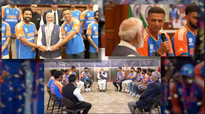 Team India Meets પ્રધાનમંત્રી નરેન્દ્રમોદીએ ટી20 વર્લ્ડ કપ વિજેતા ભારતીય ટીમ સાથે મુલાકાત કરી. જેમાં પ્રધાનમંત્રી આખી ટીમ સાથે વાતો અને હસી-મજાક કરતાં જોવા મળ્યા.