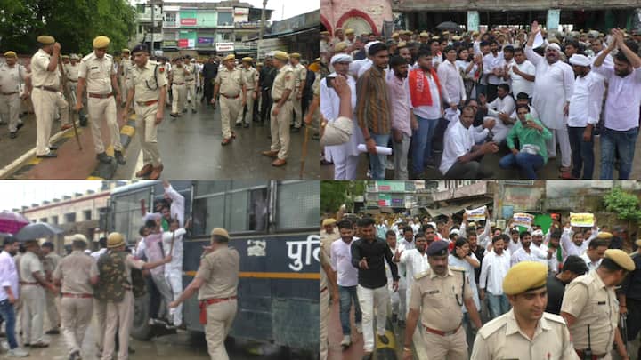 Youth Congress Protest in Bharatpur: नीट परीक्षा में कथित धांधली को लेकर राजस्थान में विपक्षी पार्टियां लगातार प्रदर्शन कर रही हैं. इसी क्रम में आज युवा कांग्रेस ने भरतपुर में प्रदर्शन किया.