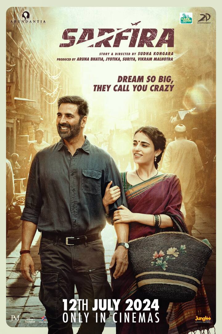 சூர்யா, அபர்ணா பாலமுரளி நடிப்பில் வெளியான சூரரைப் போற்று படம் ஹிந்தியில் சர்ஃபிரா என்ற பெயரில் சுதா கொங்கராவால் ரீ-மேக் செய்யப்பட்டுள்ளது. அக்ஷய் குமார் நடித்த இப்படம் ஜூலை 12 ஆம் தேதி வெளியாகவுள்ளது.