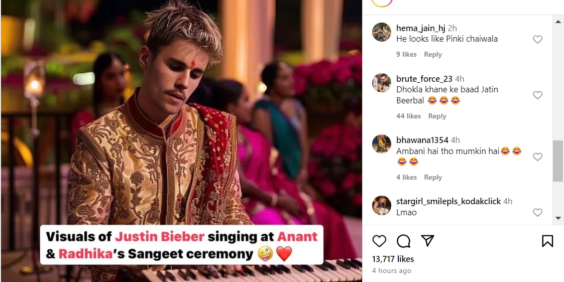 Anant Ambani Sangeet Ceremony: अनंत अंबानी की संगीत सेरेमनी में Justin Bieber बने 'जतिन तबलची', यूजर्स बोले- अंबानी है तो मुमकिन है...