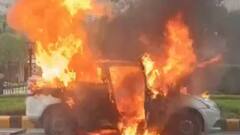 Watch: दिल्ली के ताज पैलेस होटल के पास चलती कार अचानक बनी आग का गोला, मचा हड़कंप