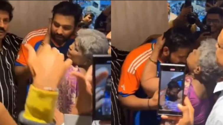 Rohit Sharma Mother Kisses Son T20 World Cup 2024 Winning Captain Reaction Goes Viral Viral Video Mumbai Wankhede Stadium Rohit Sharma's Mother Showers Kisses On Son, T20 World Cup-Winning Captain's Reaction Goes Viral- WATCH