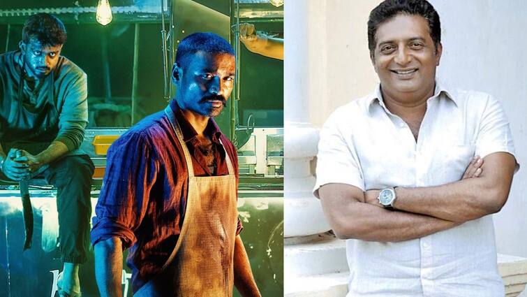 Prakashraj praises Dhanush growth in cinema at Raayaan audio launch Raayan: 10 கிலோ சதை, 15 கிலோ எலும்பை வெச்சுகிட்டு துள்ளுறியா நீ? தனுஷை கேட்ட பிரகாஷ்ராஜ்