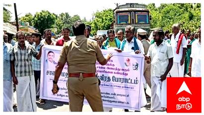 Mayiladuthurai four way road issue farmers protest -TNN நான்கு வழிச்சாலை பணியால் துண்டிக்கப்பட்ட விளைநிலங்கள் - போராட்டத்தில் குதித்த விவசாயிகள்