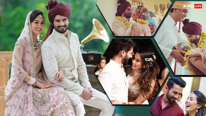 Shahid-Mira Wedding Anniversary: बॉलीवुड एक्टर शाहिद कपूर आज (7 जुलाई) अपनी शादी की सालगिरह मना रहे हैं. उनकी शादी को 9 साल हो गए हैं . इस मौके पर आइए आपको उनकी शादी की कुछ इनसाइड तस्वीरें दिखाते हैं.