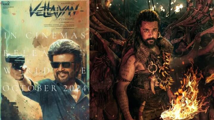 அக்டோபர்: டி.ஜே. ஞானவேல் இயக்கத்தில் ரஜினிகாந்த் நடித்துள்ள வேட்டையன் படம் அக்டோபர் வெளியாகும் என படக்குழு அறிவித்துள்ளது. சூர்யா நடித்துள்ள கங்குவா படம் அக்டோபர் 10 ஆம் தேதி வெளியாகும் என படக்குழு அறிவித்துள்ளது.