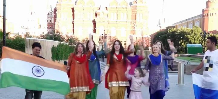 Russian women dressed in Punjabi attire also performed Bhangra in front of Red Square in Moscow to welcome PM Modi upon his arrival later in the day. (Image Source: PTI)