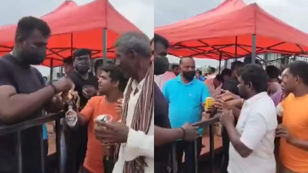 Alcohol distributed at BJP MP K Sudhakar party thrown for poll win crowd goes out of control Viral Video: లిక్కర్ బాటిల్స్‌ ఫ్రీగా పంపిణీ చేసిన బీజేపీ ఎంపీ, ఎగబడ్డ జనం - వీడియో వైరల్
