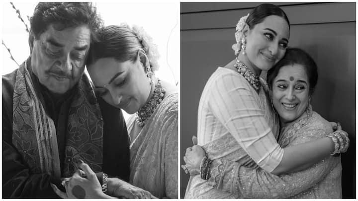 Sonakshi Sinha shared pictures featuring her candid moments with parents Shatrughan and Poonam Sinha from her wedding.