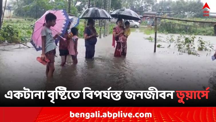 North Bengal  Flood situation Heavy rain in Jalpaiguri water logging in doors residential area over flowed Tista Jaldhaka Bamni river locals getting panic Jalpaiguri News: একটানা বৃষ্টিতে বিপর্যস্ত জনজীবন, 'গতিপথ পরিবর্তন শুরু তিস্তা নদীর' ! আতঙ্কে ঘুম উড়ল স্থানীয়দের