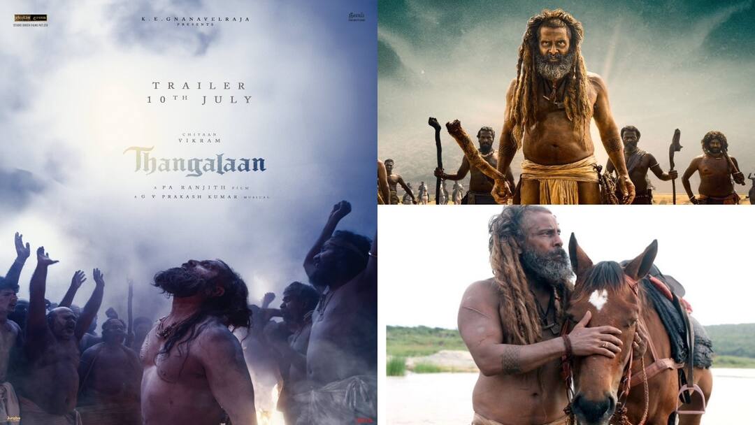 Pa. Ranjith vikram starrer Thangalaan trailer release date official announcement has been released Thangalaan: 'தங்கலான்' ஆட்டம் ஆரம்பம்! டிரைலர் ரிலீஸ் தேதியை வெளியிட்ட படக்குழு... ரசிகர்கள் உற்சாகம்