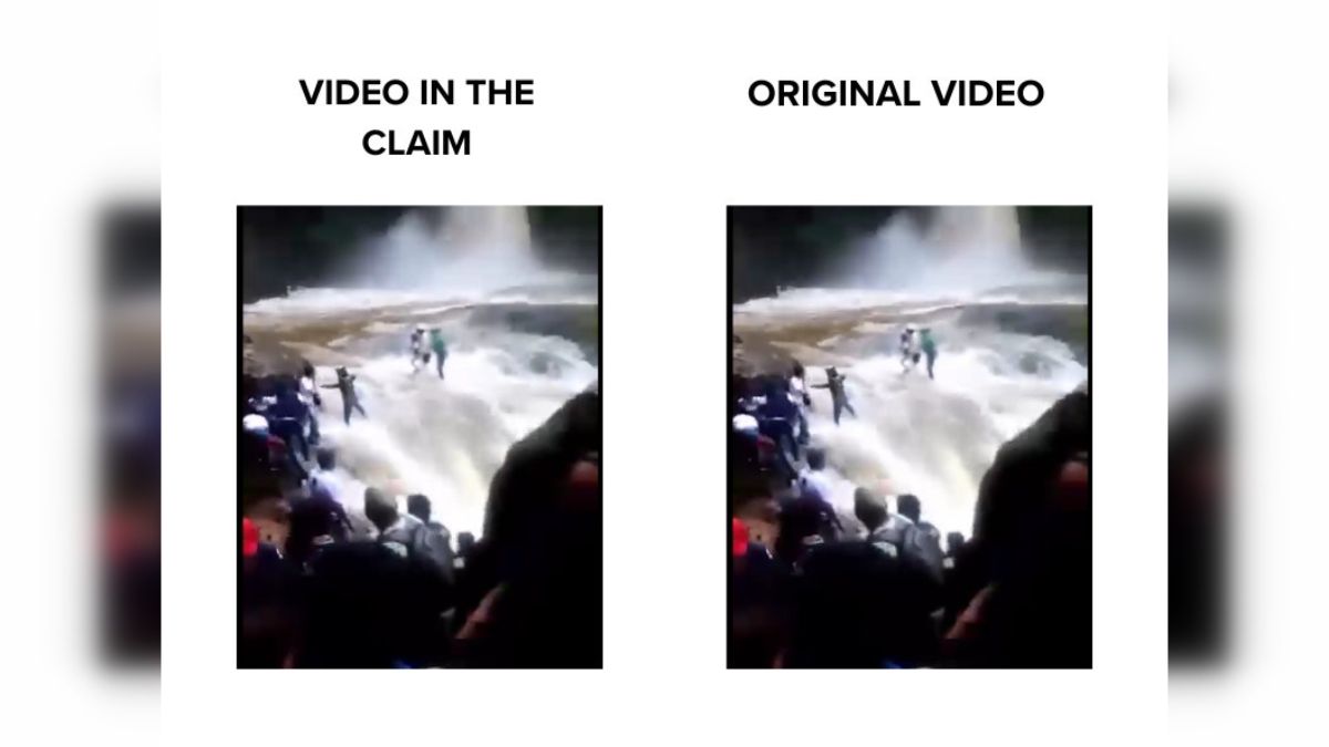 Fact Check: Video Falsely Shared As People Getting Swept Away In A Waterfall In Gujarat