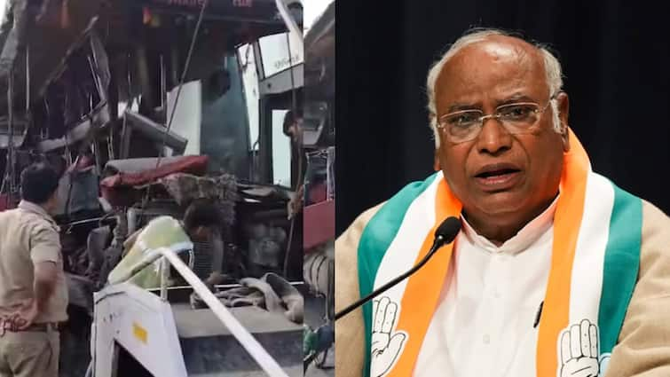 Mallikarjun Kharge on Unnao Road accident private bus coming from Motihari collided with a milk tanker Unnao Road accident: उन्नाव में सड़क हादसे में 18 की मौत, खरगे ने CM योगी को दे डाली ये नसीहत