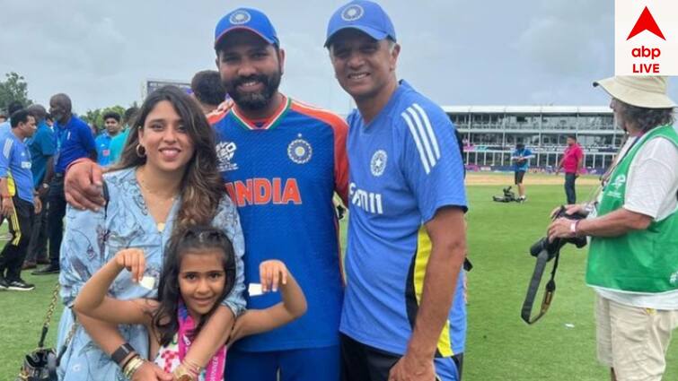 my wife refers to you as my work wife rohit sharma pens heartfelt note for ex indian coach rahul dravid Rahul Dravid: রোহিতের 'কর্মজীবনের স্ত্রী' দ্রাবিড়? প্রিয় 'রাহুল ভাই'কে হিটম্য়ানের খোলা চিঠি