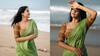 Deepthi Snaina: బీచులో దీప్తి సురైనా- ఆకుపచ్చ చీరలో అందాల కనువిందు