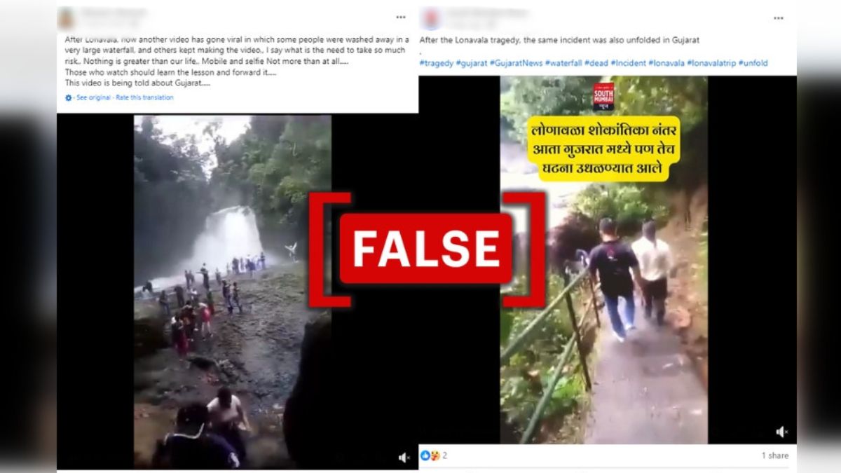 Fact Check: Video Falsely Shared As People Getting Swept Away In A Waterfall In Gujarat