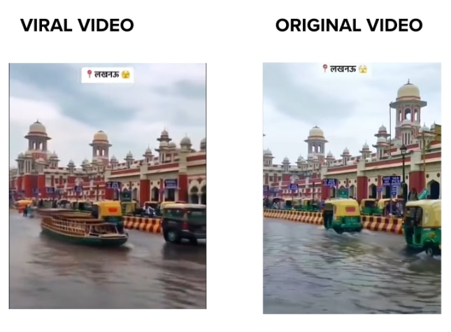 Fact Check: No, Boats Were Not Used On Waterlogged Road Outside Lucknow Railway Station