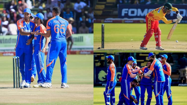 india beats zimbabwe by 23 runs 3rd t20 match dion myers fifty goes in vain  washington sundar avesh khan | IND vs ZIM: काम नहीं आई मायर्स-मडांडे की  दिलेरी, भारत ने 23