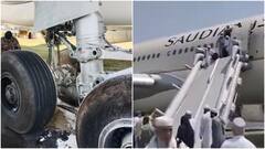 Saudi Airlines Passengers Evacuate Flight In Pakistan's Peshawar Using Inflatable Slide After Fire: WATCH