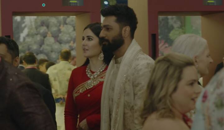 Katrina Kaif and Vicky Kaushal are seen inside the wedding venue.