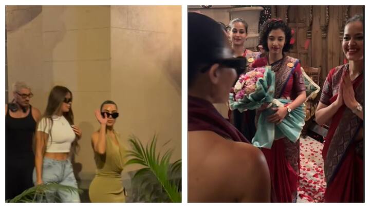 Kim Kardashian along with her sister Khloe Kardashian, arrived in Mumbai for the wedding festivities of Anant Ambani and Radhika Merchant.