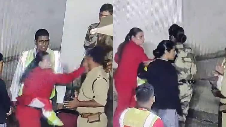 SpiceJet employee slaps cisf cp at Jaipur airport arrested Viral Video: CISF జవాన్‌ చెంప ఛెళ్లుమనిపించిన స్పైస్‌జెట్ మహిళా ఉద్యోగి, లైంగికంగా వేధించాడని ఆరోపణలు