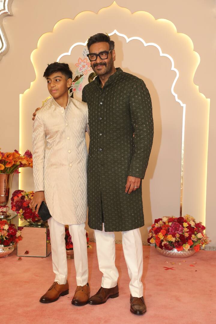 Ajay Devgn arrived for the wedding with his son Yug.