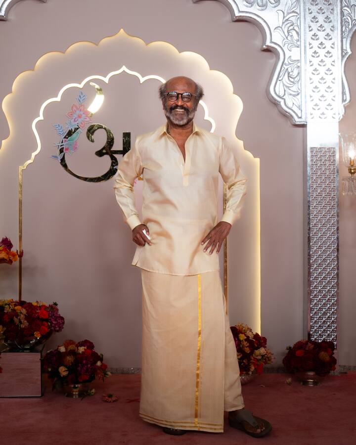 Superstar Rajinikanth is all smiles as he posed for the photos.