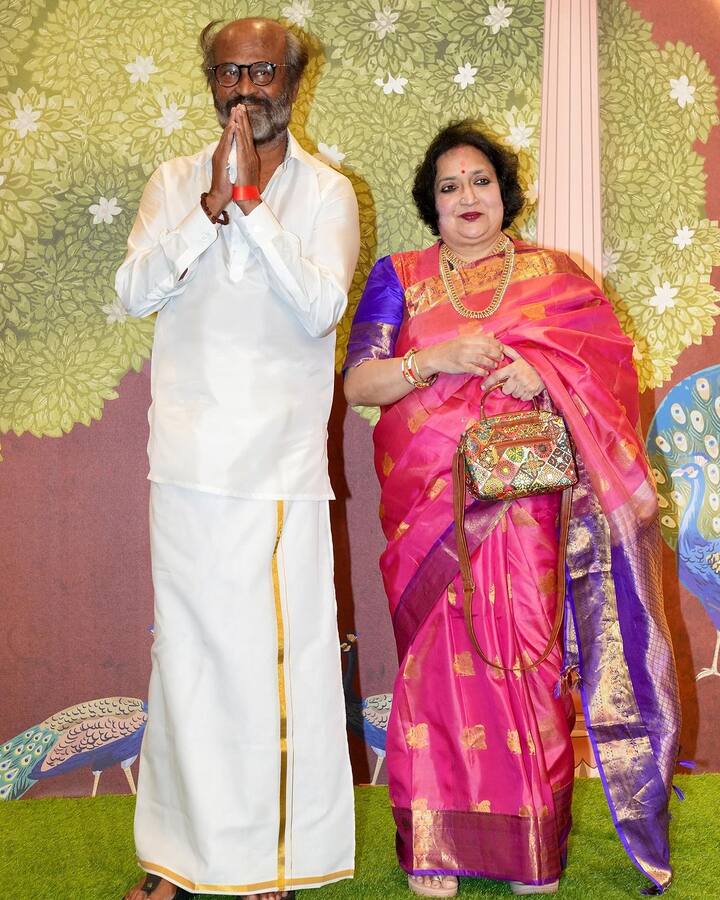 Superstar Rajinikanth with his wife.