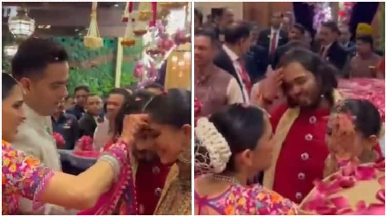 Akash Ambani And Shloka Welcome Newlyweds Anant Ambani And Radhika Merchant At Antilia With Rituals See Video Bade Bhaiya-Bhabhi Akash And Shloka Welcome Newlyweds Anant And Radhika With Rituals, WATCH