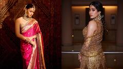 Janhvi Alia Photos : பஞ்சு மிட்டாய் அலியா பட்.. தங்க மயில் ஜான்வி கபூர்..  கல்யாண வீட்டில் கவனத்தை ஈர்த்த நடிகைகள்!