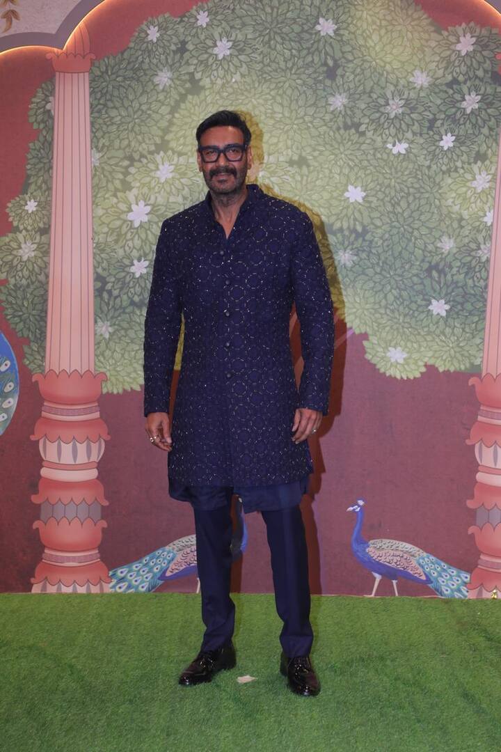 Ajay Devgn looked dapper in a royal blue sherwani.