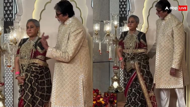 Anant Ambani Radhika merchant Wedding Jaya Bachchan Troll For Her Jewelry Amitabh Bachchan Abhishek Bachchan Look Pics जया बच्चन की कमर तक झूलती ज्वेलरी देख लोगों की आंखें चौंधिया गई, यूजर्स ने कहा- क्या बकवास है, देखें वीडियो