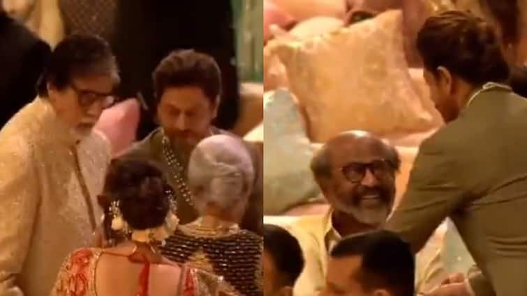 Shah Rukh Khan Meets Rajinikanth, Sachin Tendulkar, Amitabh Bachchan AT Anant Ambani Radhika Merchant Wedding Watch Shah Rukh Khan Meets Rajinikanth, Sachin Tendulkar & Amitabh Bachchan At Anant Ambani-Radhika Merchant Wedding