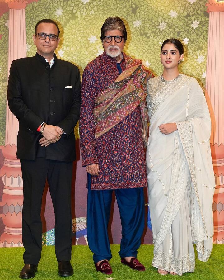 Amitabh Bachchan with son-in-law and granddaughter Navya Nanda.