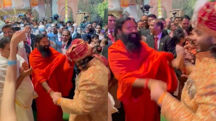 Ananat Ambani Wedding Yoga Guru Baba Ramdev Grooves With the Groom Ananat Ambani Wedding: అంబానీ పెళ్లిలో యోగా గురు రామ్‌దేవ్ బాబా స్టెప్పులు, అనంత్‌తో కలిసి డ్యాన్స్ - వీడియో