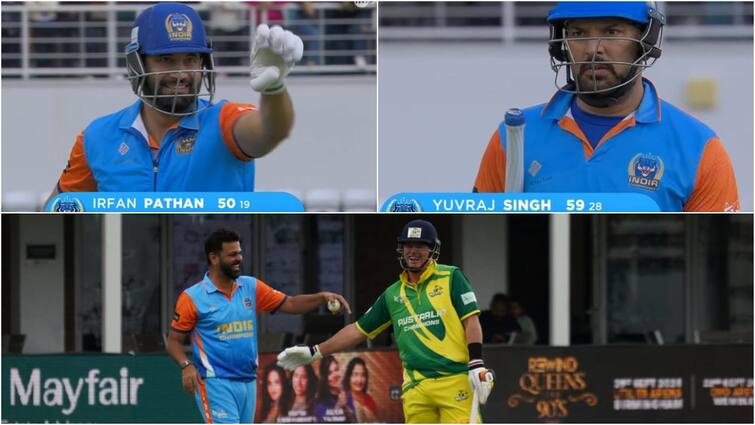 india champions beat australia champions by 86 runs in semi final yuvraj singh irfan pathan yusuf pathan half century World Championship of Legends 2024 WCL 2024: इरफान-यूसुफ और युवराज के तूफानी अर्धशतक, सेमीफाइनल में भारत ने ऑस्ट्रेलिया को बुरी तरह धोया