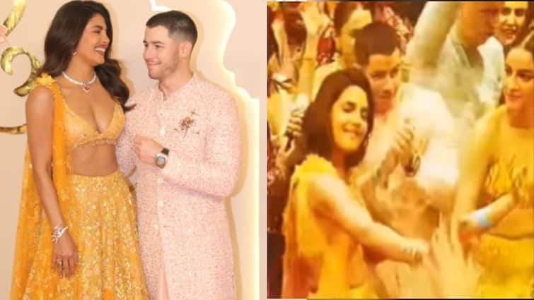 ananya panday pushes nick jonas while dance with priyanka chopra during anant ambani baraat dance अनंत-राधिका की शादी में प्रियंका संग ठुमके लगाने के लिए Ananya Panday ने निक जोनस को दिया धक्का? वीडियो वायरल