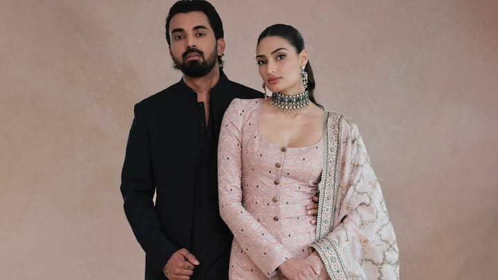 Athiya Shetty and KL Rahul get dressed up for Anant Ambani-Radhika Merchant's wedding celebrations. Check out their stunning pictures.