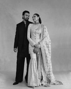 Athiya Shetty Styles A Blush Pink Suit To Complement KL Rahul’s All-Black Look, PICS