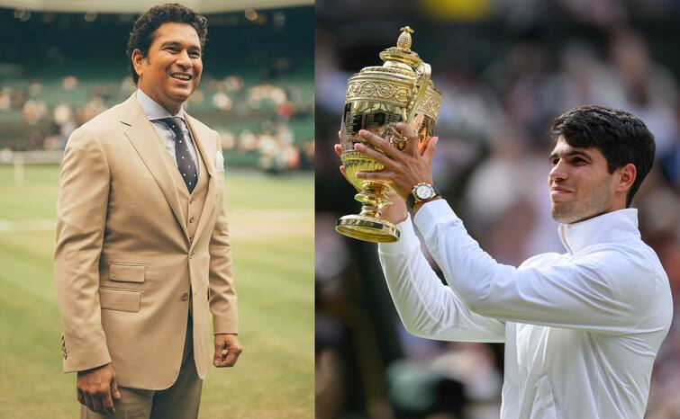 Wimbledon 2024 Final Novak Djokovic vs Carlos Alcaraz Sachin Tendulkar Congratulates Carlos Alcaraz Wimbledon Final 2024: Carlos Alcaraz की दूसरी जीत पर सचिन तेंदुलकर का सलाम! बोले- टेनिस पर राज करेगा...