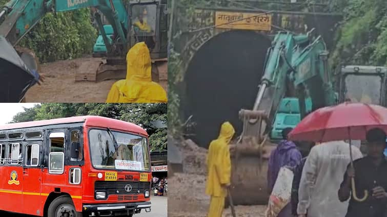 Konkan Railway express trains msrtc buses from Ratnagiri Chiplun and khed station Konkan Railway: कोकण रेल्वेची वाहतूक 16 तासांपासून ठप्प, रत्नागिरी, खेड, चिपळूणमधून मुंबईसाठी एसटी बस सोडल्या, प्रवाशांची झुंबड