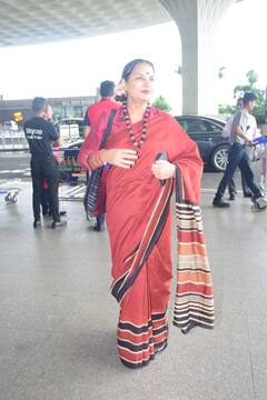 वयाच्या 72 व्या वर्षी 'लिपलॉक'मुळे आली चर्चेत आलेल्या शबाना आझमीचा एअरपोर्ट लूक; पाहा फोटो!