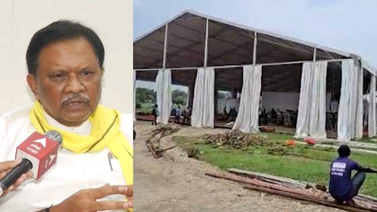 Minister Dharmarao Baba Atram claims to have given his own land of 250 acres for Bhoomi Pujan of Surajgad Iron and Steel Factory in Gadchiroli Devendra Fadnavis Ajit Pawar Maharashtra News गडचिरोलीत सूरजागड इस्पात लोह पोलाद कारखान्याचं आज भूमिपूजन, स्वतःची अडीचशे एकर जागा दिल्याचा मंत्री मंत्री धर्मराव बाबा आत्राम यांचा दावा