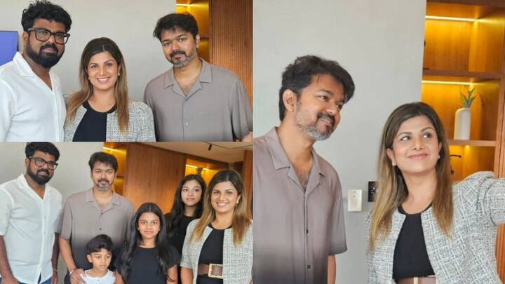 Vijay Rambha Photos : 90களில் ஒன்றாக நடித்த விஜய் - ரம்பா நீண்ட காலத்திற்கு பிறகு சந்தித்துள்ளனர்.