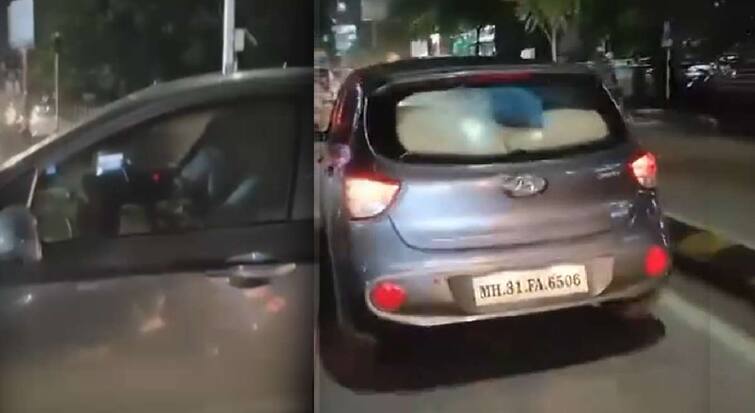 couple car romance viral video nagpur Romance on the driving seat of a speeding car by Engineer gf and CA on the streets of Nagpur maharashtra marathi news धावत्या कारच्या ड्रायव्हिंग सीटवर रोमान्स, स्टिअरिंगवर बसून इंजिनियर तरुणी, CA तरुणाचे चाळे, नागपूरच्या रस्त्यावर  खुल्लम खुल्ला प्यार!