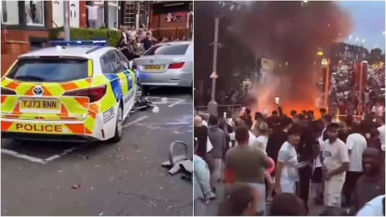 UK Riots Disturbance' Involving 'Kids Turns Into Violent Protest In Leeds video in Social Media UK Riots: பிரிட்டனின் லீட்ஸ் நகரத்தில் பேருந்தில் தீ.. குழந்தைகள், பொதுமக்களுக்கு அச்சுறுத்தல்!