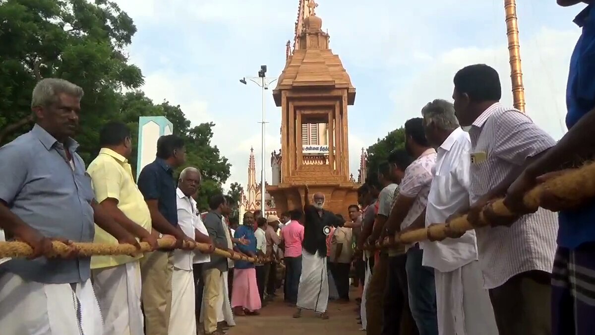 பழமையான இராயப்பன்பட்டி புனித பனிமய மாதா ஆலய தேர் வெள்ளோட்டம் 