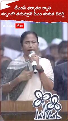 టీఎంసీ ధర్మాతల ర్యాలీ వర్షంలో తడుస్తూనే సీఎం మమత బెనర్జీ
