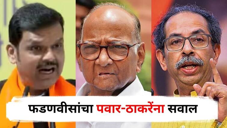 Devendra Fadnavis question to Sharad Pawar and Uddhav Thackeray on maratha Reservation Manoj Jaranage Patil Maharashtra Marathi News Devendra Fadnavis : मनोज जरांगेंचं सोडा, मराठ्यांना ओबीसीतून आरक्षण द्यायला शरद पवार-उद्धव ठाकरे तयार आहेत का? फडणवीसांचा रोकडा सवाल